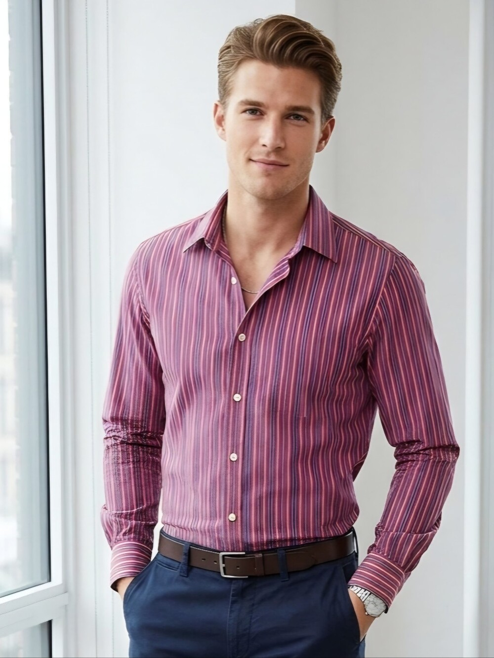 GAP Mens Fitted Button Down Shirt Size S 14-141/2
